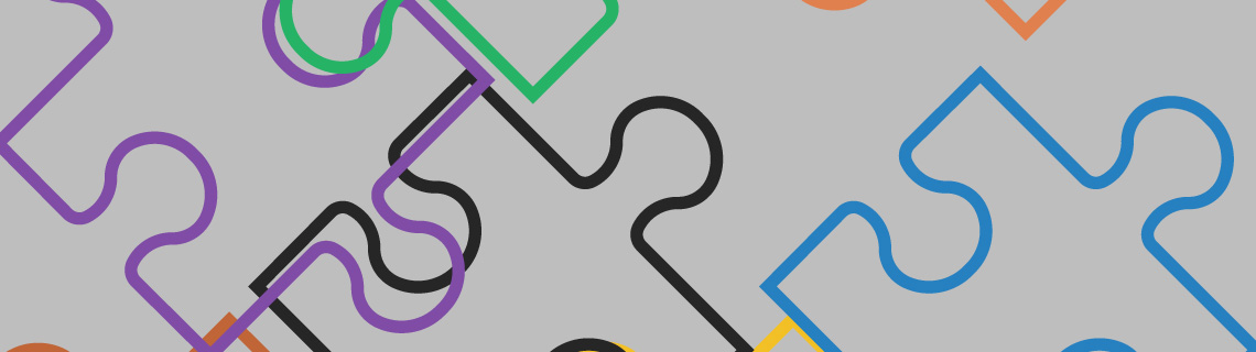 puzzle pieces with blue overlay