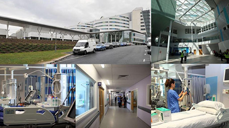 Photo Collage of Lab Equipment and QEH building