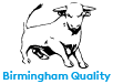 Birmingham Quality Logo; vectorised artist's impression of Birmingham Bull with 'Birmingham Quality' written below it in cyan