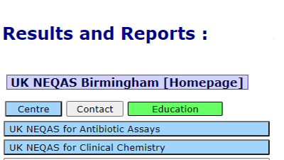 Snippet of Results Entry web portal showing Education button